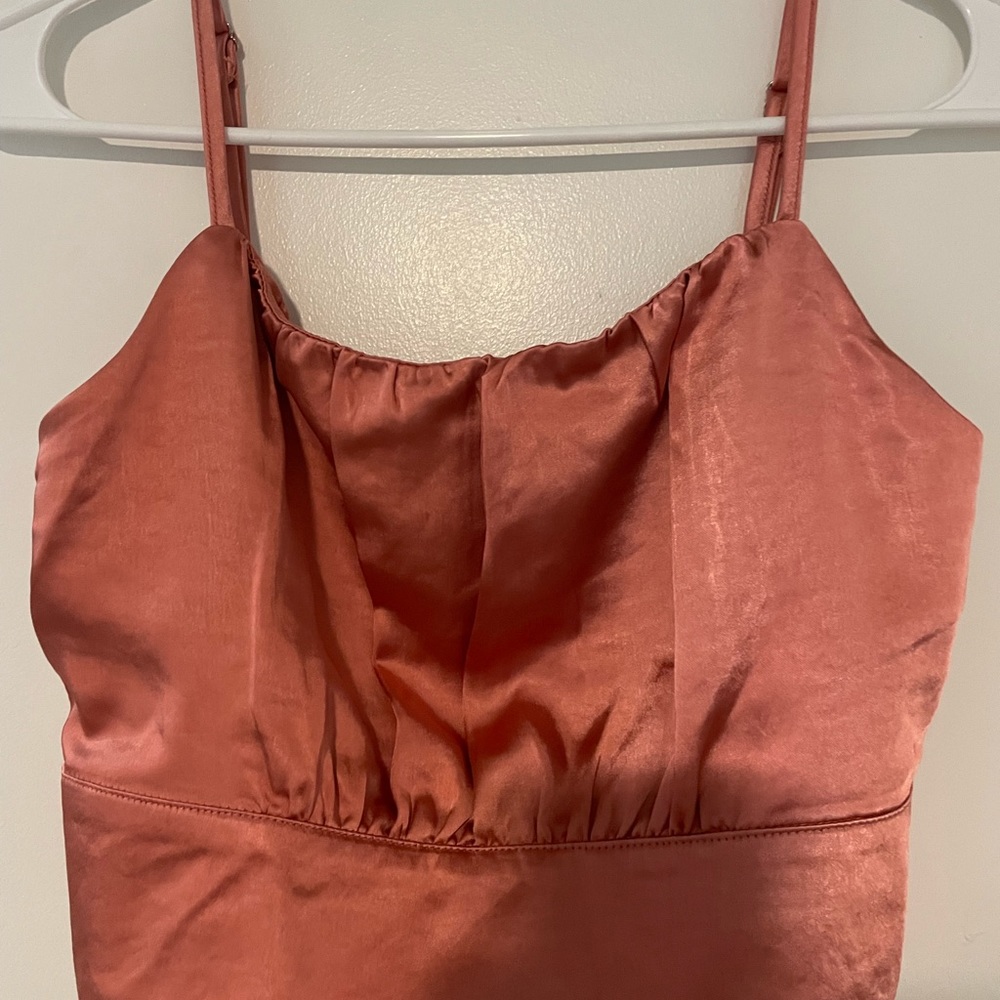 Lulus coral satin blouse crop top